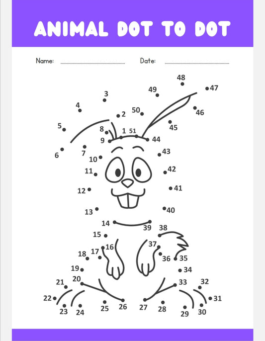 Educational Games for Kids - Dot-to-Dot with Animal 9 pictures pdf توصيل نقاط للأطفال مؤلف من تسع صور